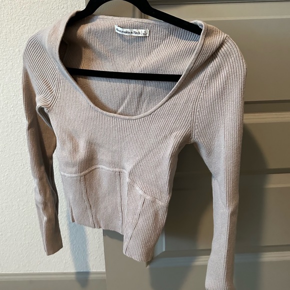 Abercrombie & Fitch Sweaters - Tan Abercrombie & Fitch Corset Cropped Sweater